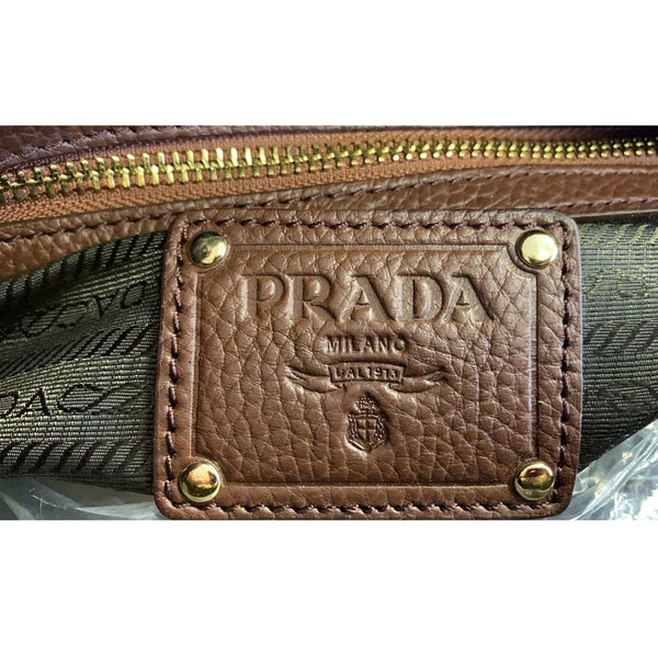 PRADA Cervo Antik Leather Tote Bag Brown