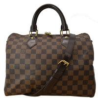 LOUIS VUITTON Speedy 30 Bandouliere Damier Ebene Satchel Bag Brown