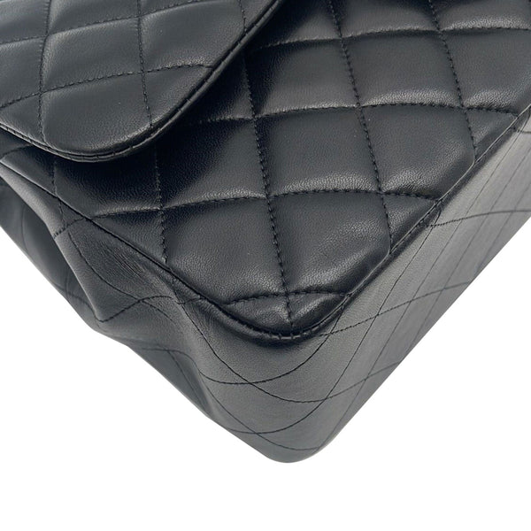 CHANEL Classic Jumbo Double Flap Lambskin Leather Shoulder Bag Black
