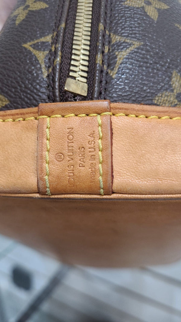 LOUIS VUITTON Alma Monogram Canvas Satchel Bag Brown