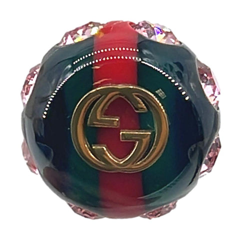 GUCCI Interlocking G Sylvie Metal Multicolor Stone Web Ring Gold