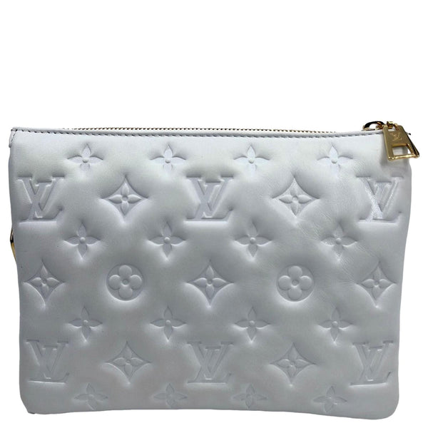 LOUIS VUITTON Coussin BB Monogram Embossed Leather Shoulder Bag White