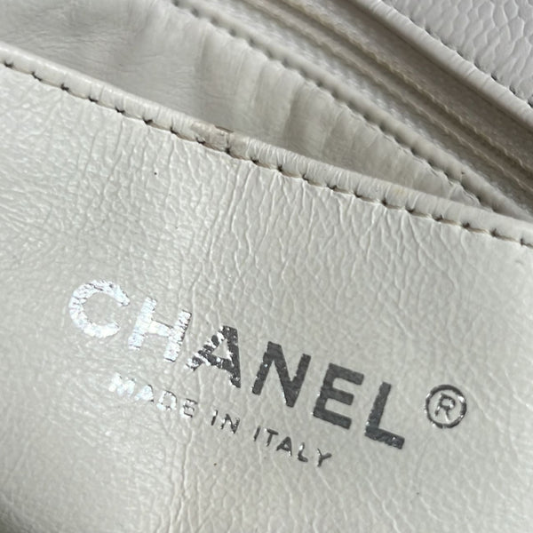 CHANEL Classic Jumbo Flap Caviar Leather Shoulder Bag White - Hot Deals