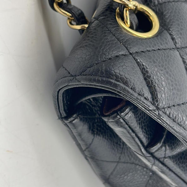 CHANEL Classic Double Flap Leather Shoulder Bag Black