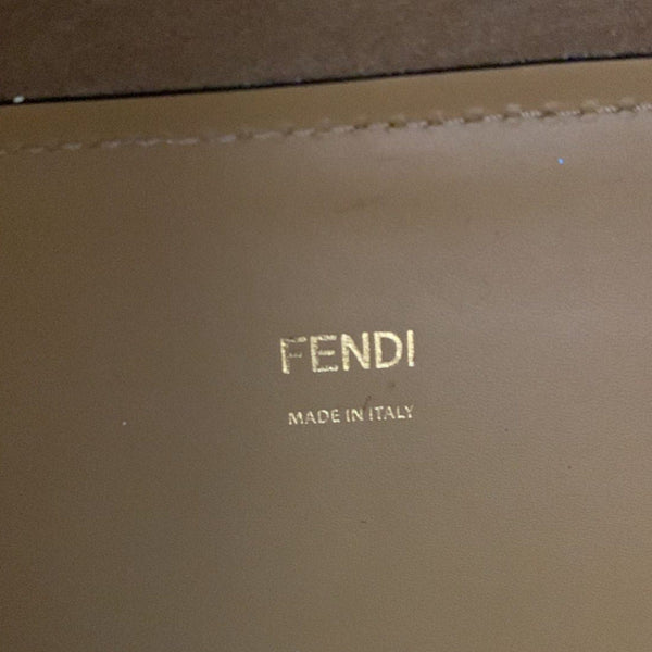 FENDI Sunshine Plexiglass Leather Shopper Tote Bag Tan
