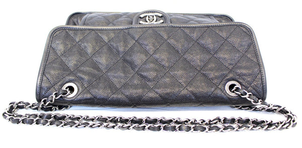 CHANEL Vintage Flap Caviar Leather Shoulder Bag Black