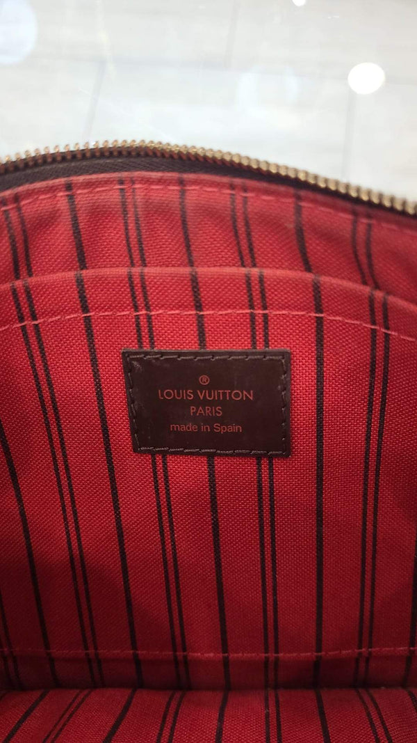 LOUIS VUITTON Neverfull MM Damier Ebene Pochette Wristlet Pouch Brown