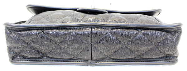 CHANEL Vintage Flap Caviar Leather Shoulder Bag Black
