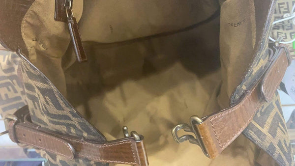 Fendi De Jour Large Zucca Tobacco Canvas Bag inner view