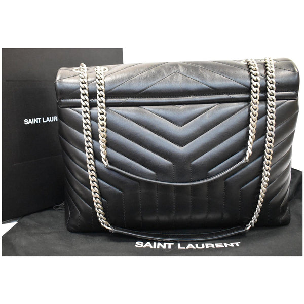 YVES SAINT LAURENT Large Loulou Calfskin Matelasse Chain Shoulder Bag Black