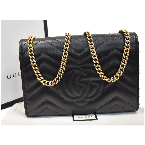 GUCCI GG Marmont Mini Matelasse Leather Crossbody Bag Black 474575