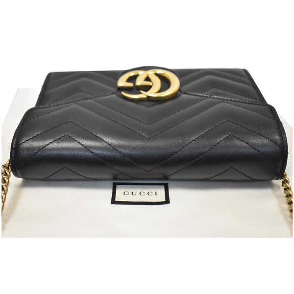 GUCCI GG Marmont Mini Matelasse Leather Crossbody Bag Black 474575