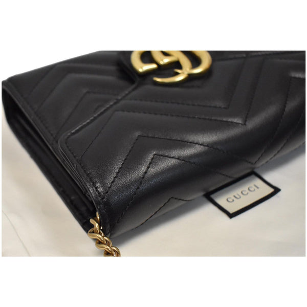 GUCCI GG Marmont Mini Matelasse Leather Crossbody Bag Black 474575