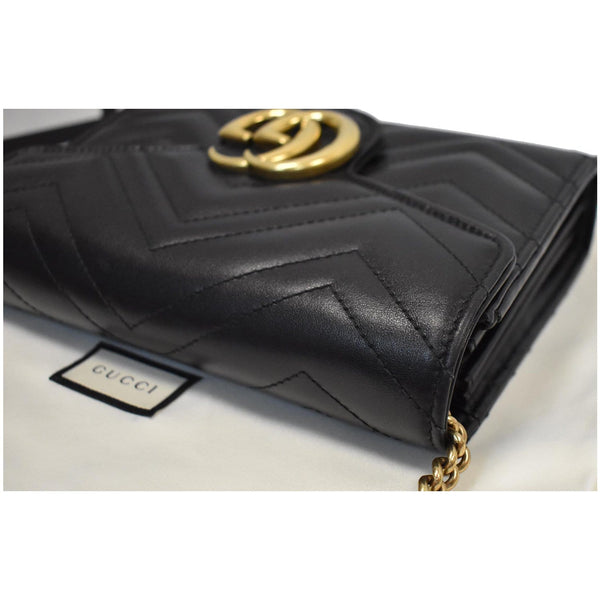 GUCCI GG Marmont Mini Matelasse Leather Crossbody Bag Black 474575