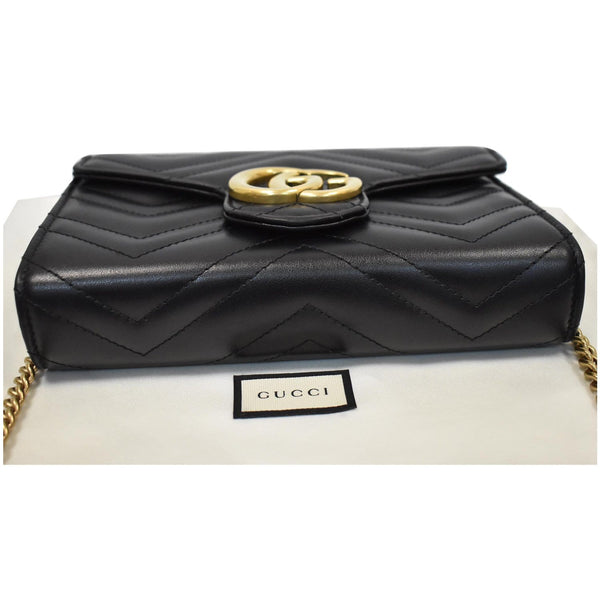 GUCCI GG Marmont Mini Matelasse Leather Crossbody Bag Black 474575