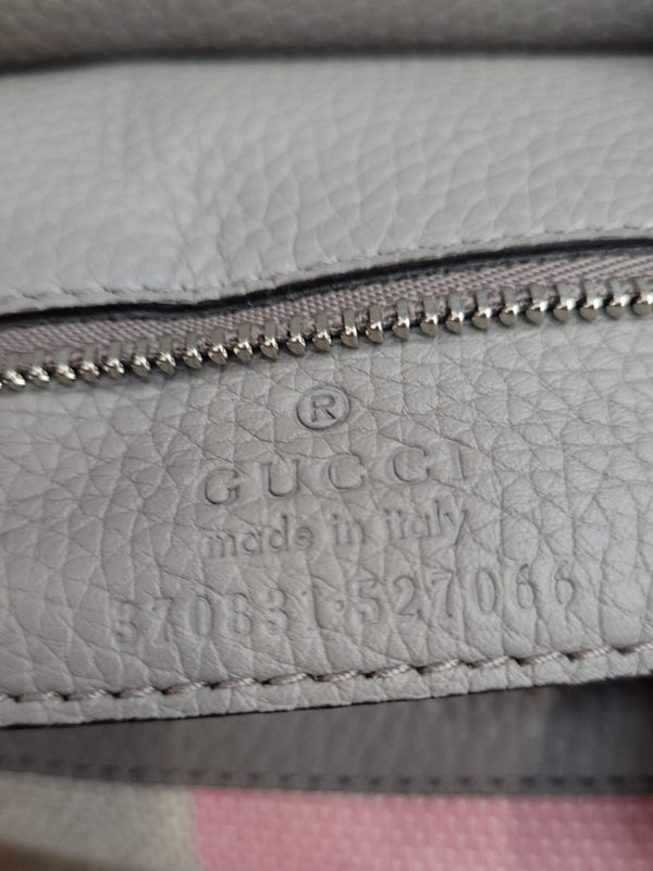 GUCCI Bamboo Daily Small Leather Shoulder Bag Grey 370831