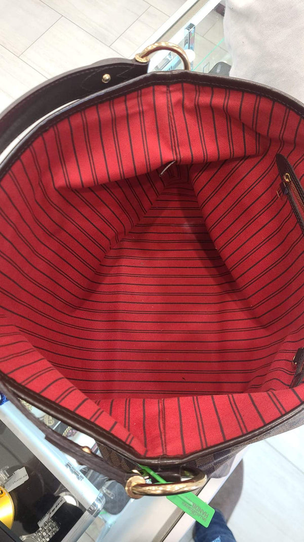 LOUIS VUITTON Delightful MM Damier Ebene Hobo Bag Brown