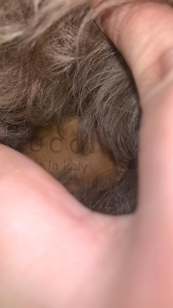 GUCCI New Ace Lamb Fur Lace Up Sneakers White