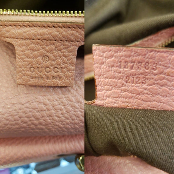 Gucci Bag Calfskin Bamboo Top Handle Pink - interior