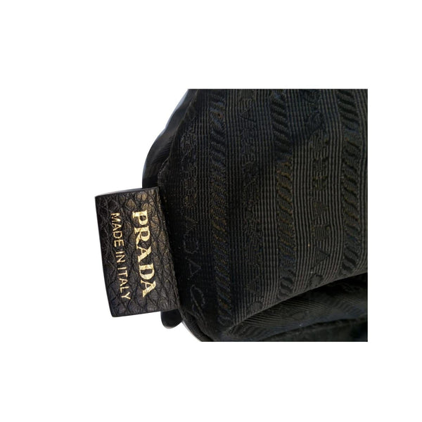 PRADA Vitello Daino Leather Hobo Bag Black