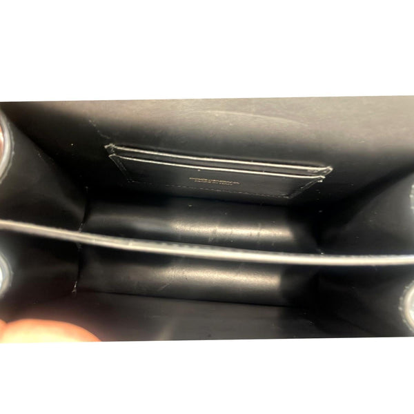 DOLCE & GABBANA Logo Patent Leather Crossbody Bag Black