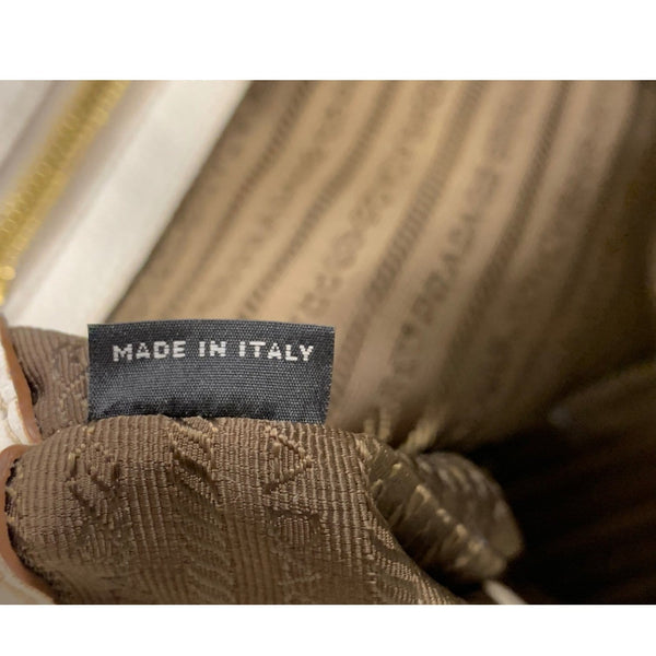 Prada Large Shopper Tote Bag Vitello Daino White inside view