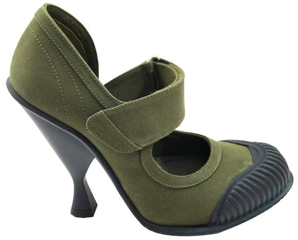 Prada Pump Heels Mary Jane Militare Gabardine - Side View