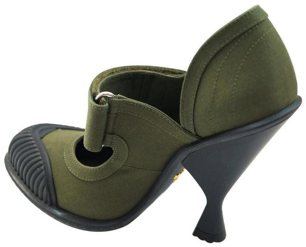 Prada Pumps Heels Mary Jane Militare Gabardine - Left Shoe View