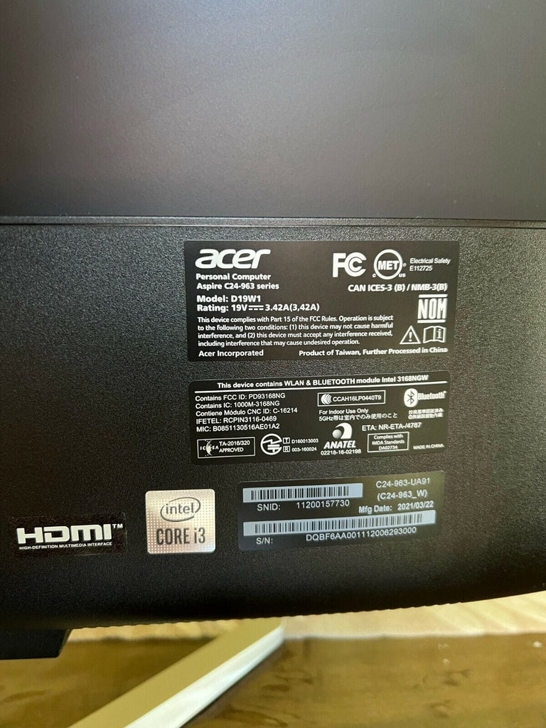 Pannello LCD 23,8 Pollici FHD Per Acer AIO Z24-890-UA91 – Schermo Di Ricambio Non Touch