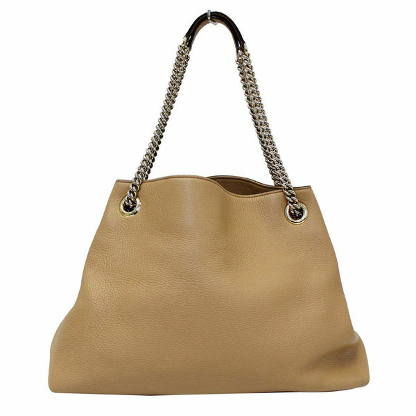 GUCCI Soho Pebbled Leather Chain Shoulder Bag 308982 Beige