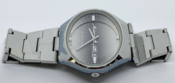 MIDO Commander 1980 Day Date Men's Stainless Steel Watch Grey Dial 41MM
