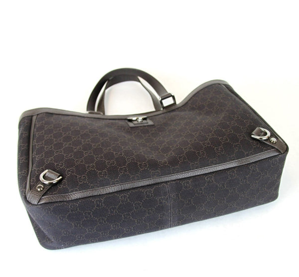 New Gucci 293580 Brown Denim D Ring Abbey Tote Bag Handbag