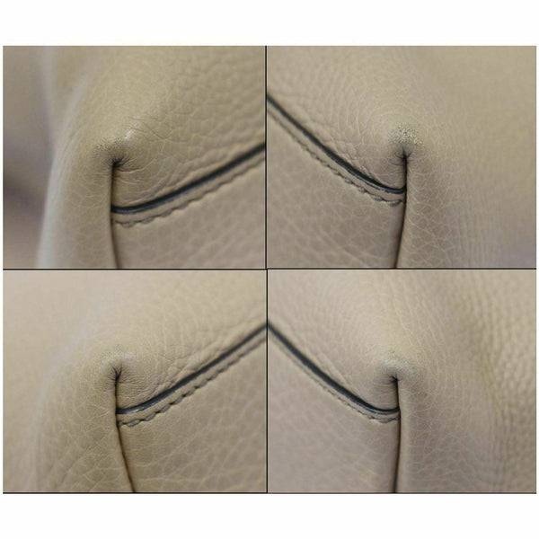 GUCCI Soho Pebbled Leather Chain Shoulder Bag 308982 Beige