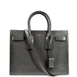 YVES SAINT LAURENT Sac de Jour Crocodile-Embossed Satchel Bag Grey