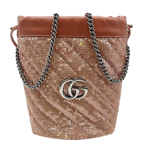 GUCCI GG Marmont Sequin Bucket Crossbody Bag Pink 575163