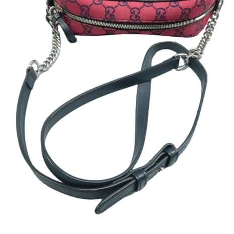 GUCCI GG Marmont Small Monogram Embroidered Diagonal Chain Shoulder Bag Red 447632