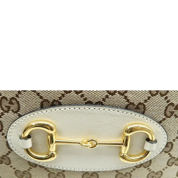 GUCCI Horsebit 1955 GG Supreme Canvas Tote Bag White 621144