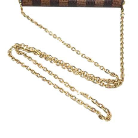 LOUIS VUITTON Croisette Damier Ebene Crossbody Rose  chain look