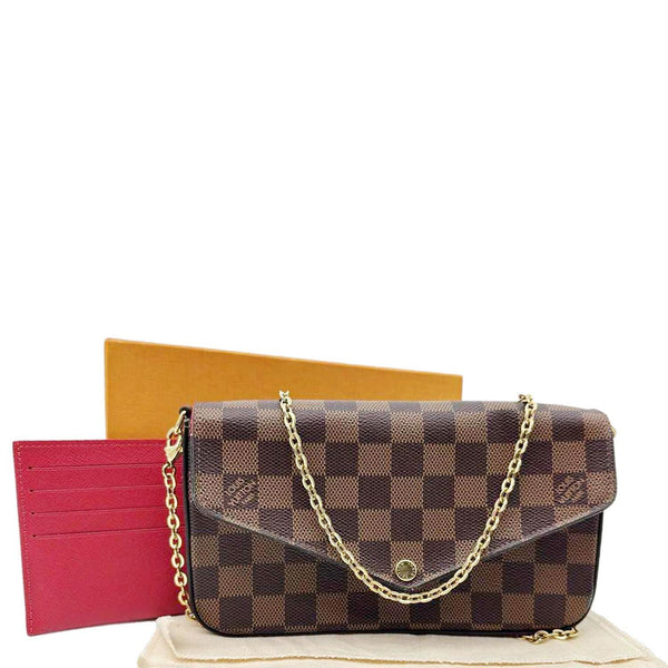 LOUIS VUITTON Felicie Pochette Damier Ebene Crossbody Bag Brown