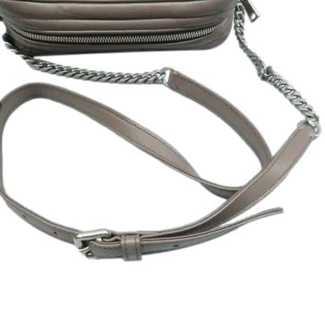 PRADA Diagramme Leather Crossbody Bag Clay Grey
