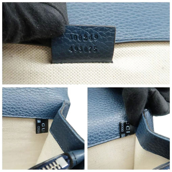 GUCCI Dionysus Medium Leather Shoulder Bag Navy Blue 400249