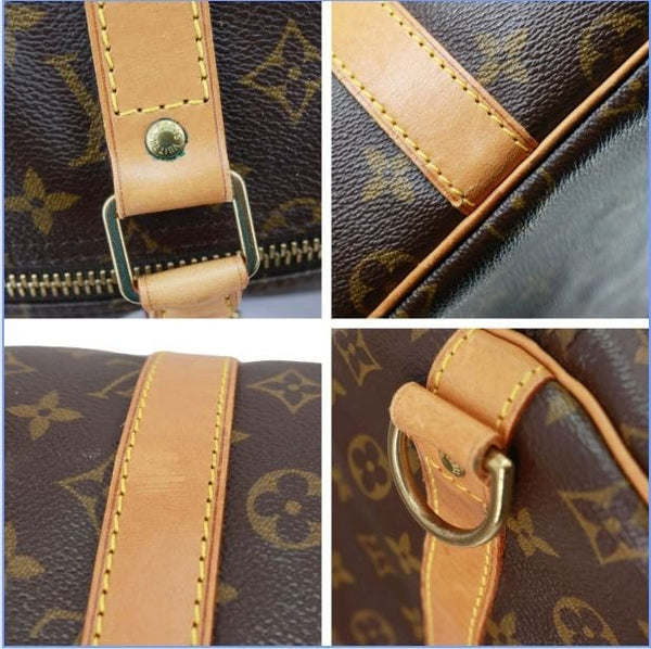 LOUIS VUITTON Keepall 55 Bandouliere Monogram Canvas Travel Bag Brown