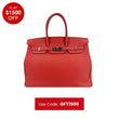HERMES Birkin 35 Clemence Leather Satchel Bag Orange