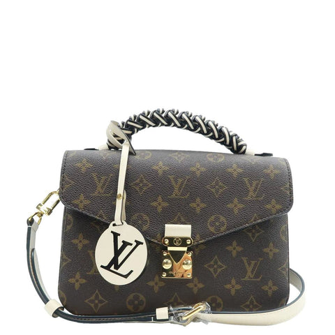 LOUIS VUITTON Braided Metis Pochette Monogram Canvas Crossbody Bag Brown