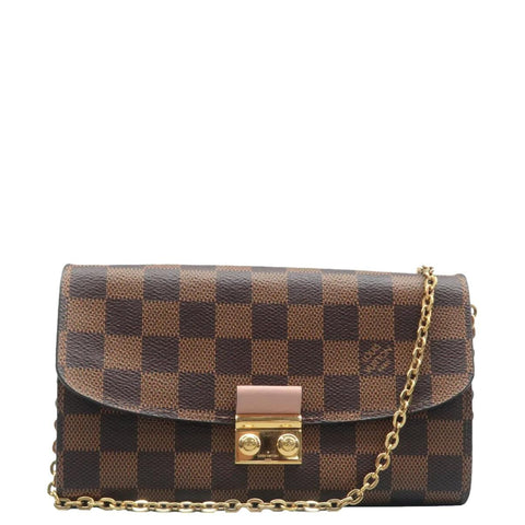 LOUIS VUITTON Croisette Damier Ebene Crossbody Rose Ballerine