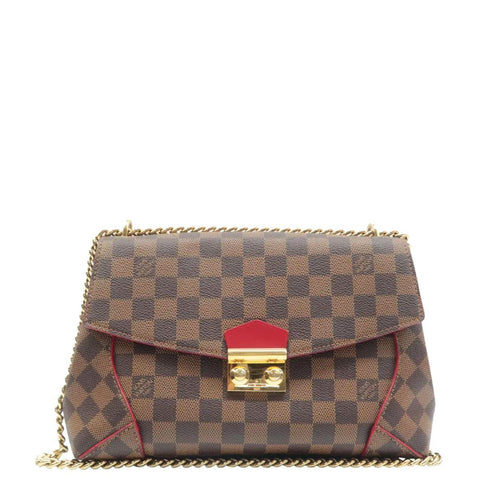 LOUIS VUITTON Caissa Chain Damier Ebene Clutch Shoulder Bag Brown