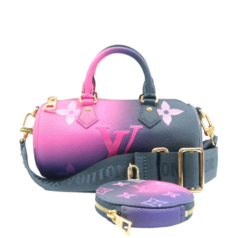 LOUIS VUITTON Papillon BB Spring In The City Monogram Giant Shoulder Bag Midnight Fuchsia