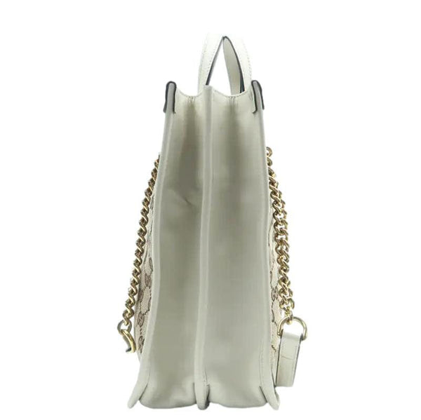 GUCCI Horsebit 1955 GG Supreme Canvas Tote Bag White 621144