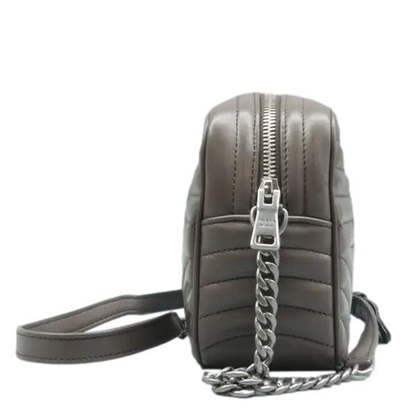 PRADA Diagramme Leather Crossbody Bag Clay Grey