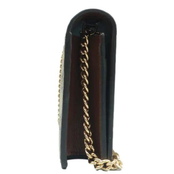 Gucci Heart Chain Wallet GG Supreme Monogram Canvas Crossbody Bag Beige  648948